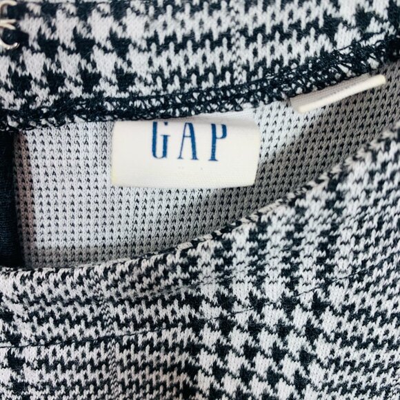 Gap Plaid Fit and Flare Peplum Dress in Ponte, Sz 10 Black plaid - Picture 2 of 16